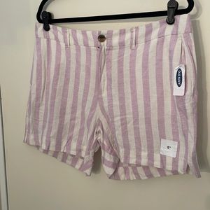 NWT old navy linen blend purple stripped shorts. Size 12